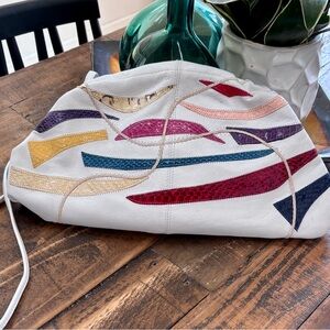 Vintage 80’s Lyrella Leather and Snakeskin Appliqué Clutch/Shoulder Bag!